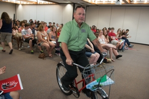 Kevin Adkins on bicycle